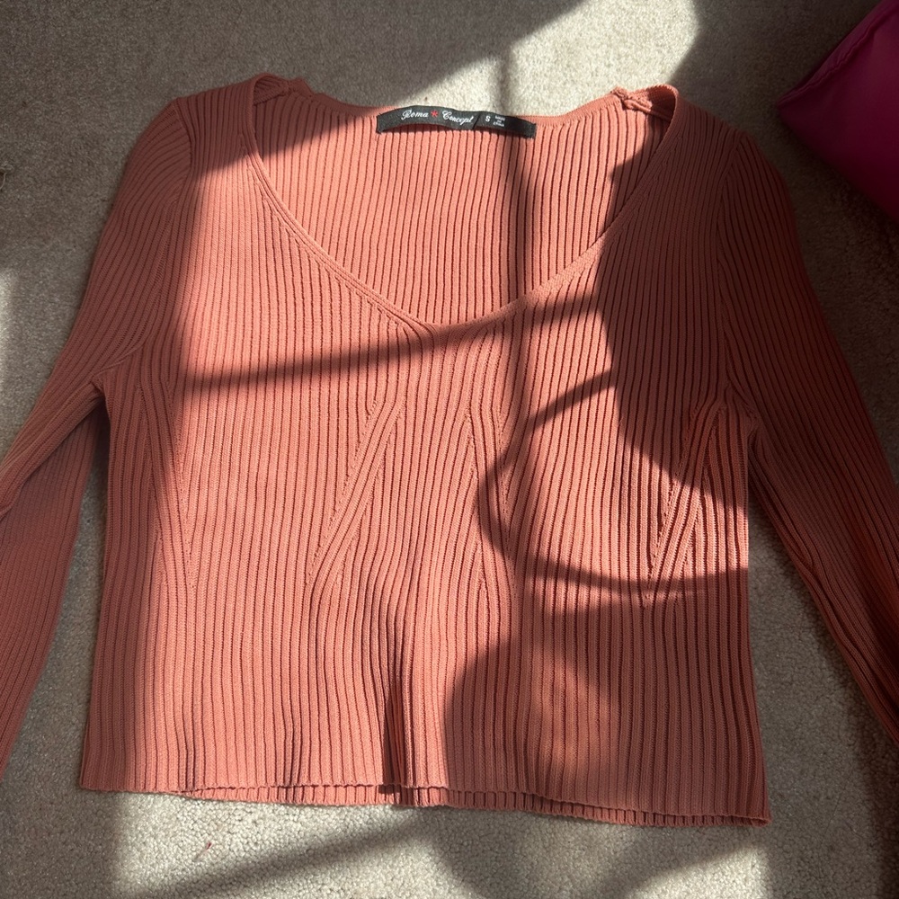 Ribbed Pink Long Sleeve Top